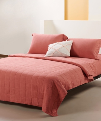 OEM Rayon Linen Quilt Set Solid Sustainable Burnt Orange Quilt Set