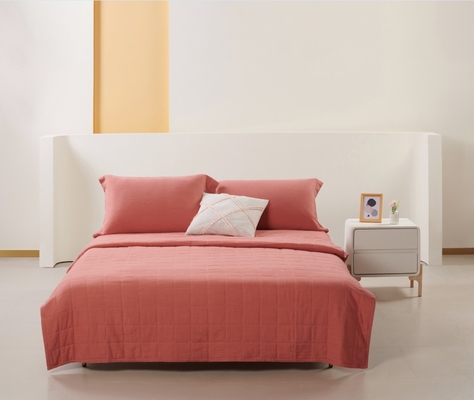 OEM Rayon Linen Quilt Set Solid Sustainable Burnt Orange Quilt Set