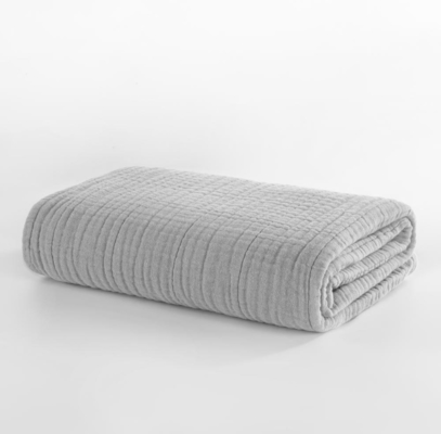 Light Grey Layered Muslin Blanket OEM Cotton Muslin Blankets For Adults
