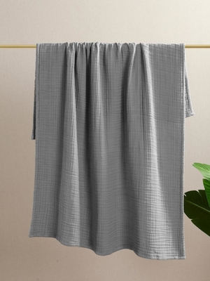 Light Grey Layered Muslin Blanket OEM Cotton Muslin Blankets For Adults