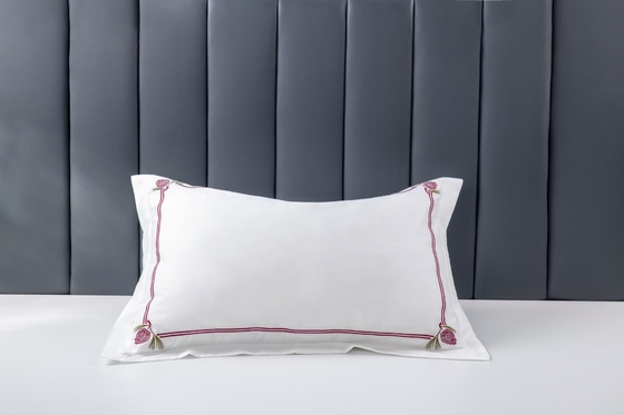 OEM White Cotton Embroidered Pillowcases OEKO-TEX King Size Pillow Cases