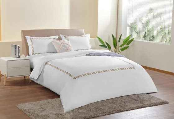 Cotton Embroidery Duvet Set Sustainable White Embroidered Duvet Cover
