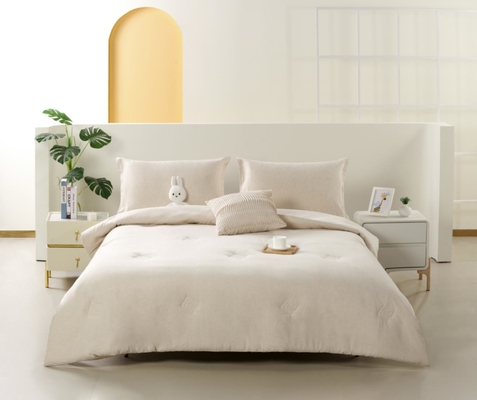 Linen Cotton Blended Solid Comforter Set Sustainable King Comforter Sets