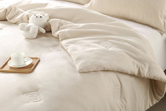 Linen Cotton Blended Solid Comforter Set Sustainable King Comforter Sets