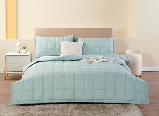 Breathable Cotton Quilt Set OEKO-TEX Light Green Quilt Cover Set OEM