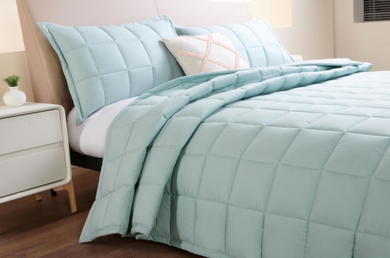 Breathable Cotton Quilt Set OEKO-TEX Light Green Quilt Cover Set OEM