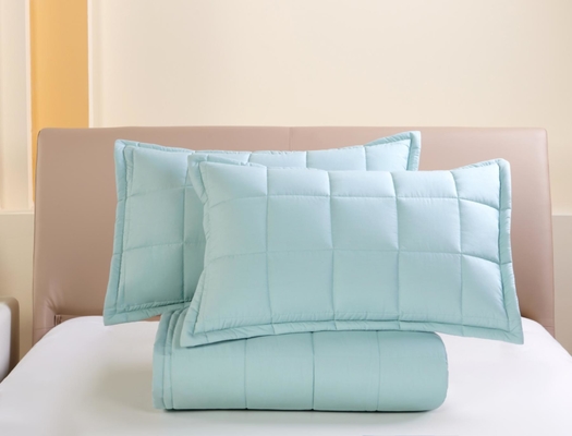 Breathable Cotton Quilt Set OEKO-TEX Light Green Quilt Cover Set OEM