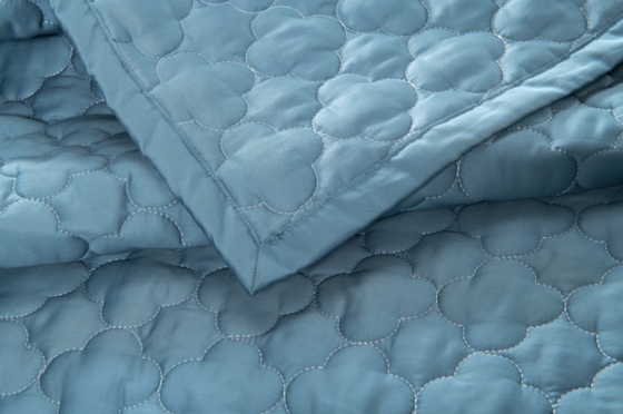 100% Cotton Blue Quilt Set Solid King Size Comforter Set Breathable