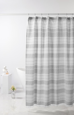 Polyester Cotton Jacquard Shower Curtain Grey Striped Shower Curtain