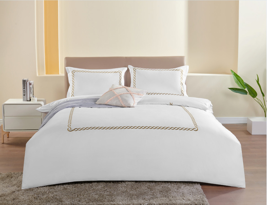 Cotton Embroidery Duvet Set Sustainable White Embroidered Duvet Cover