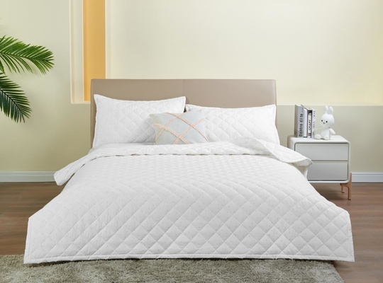 Printed White Cotton Quilt Set Queen Size Duvet Cover Customized